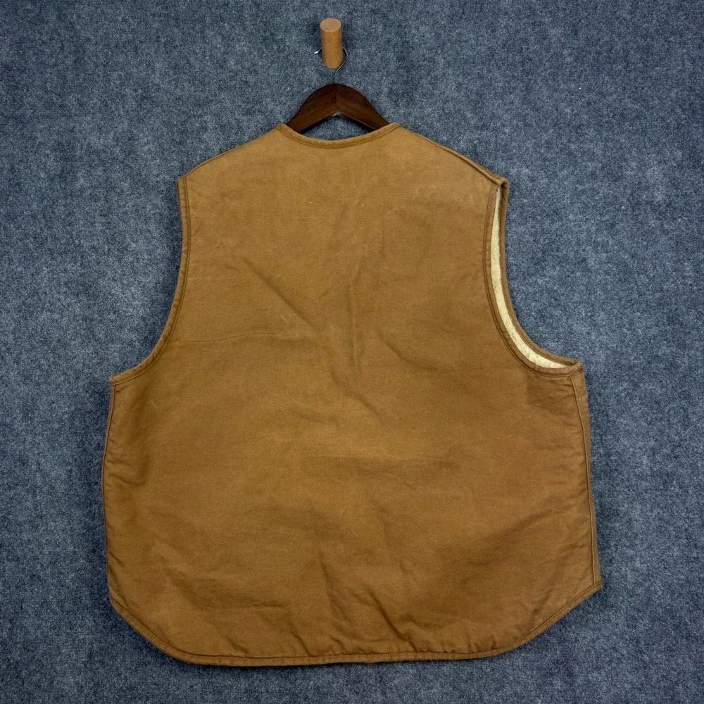 Carhartt Duck Vest Mens XXL Brown Sherpa Lined Vintage Canvas Workwear Union